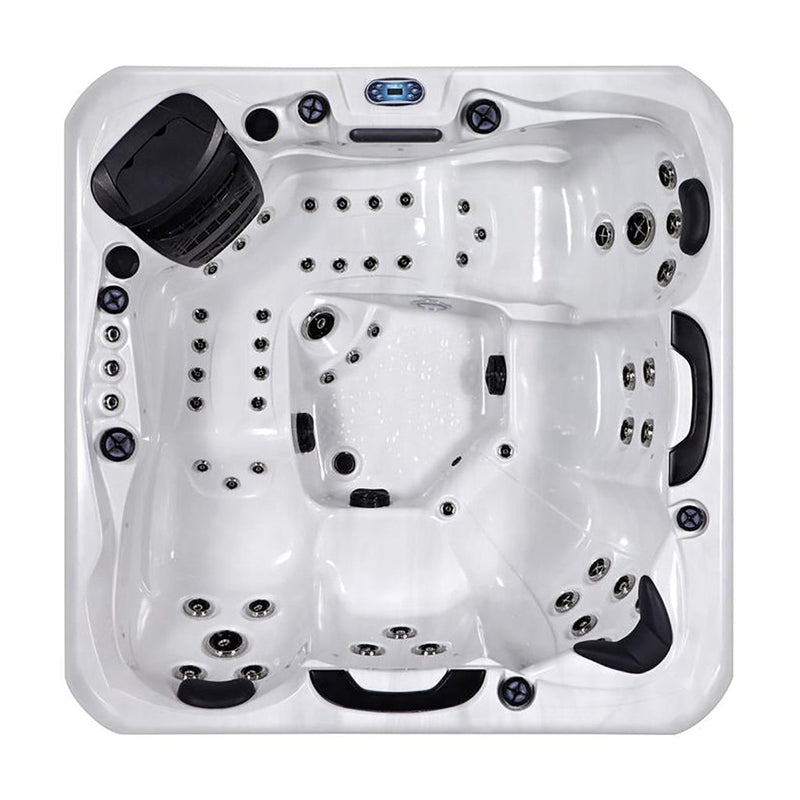 Rhodes hot tub, angled view