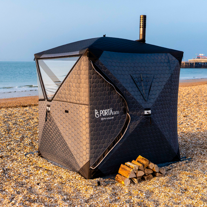 PortaSauna HEX 4 person outdoor portable sauna tent, front view