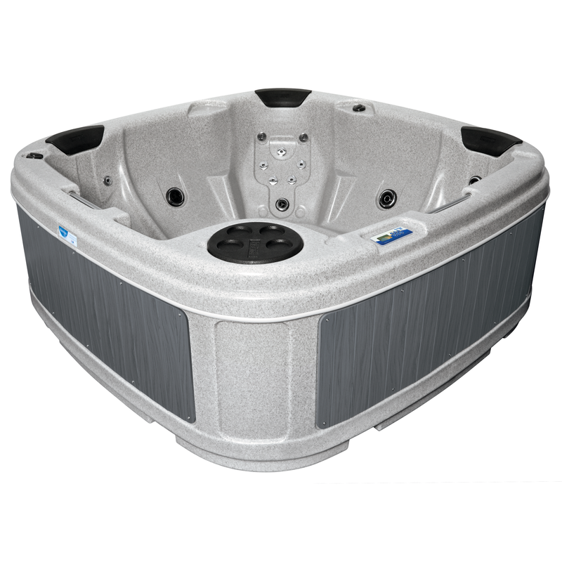 RotoSpa DuraSpa S160 6 person hot tub in light grey with grey panels