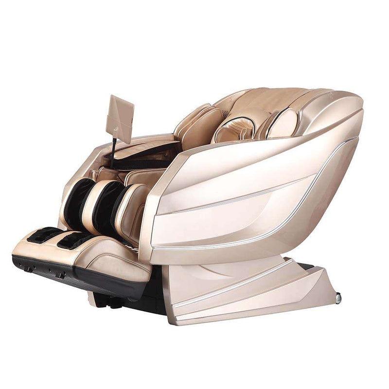 Sasaki 10 Series Royal King 6D massage chair in champagne gold, angled view