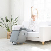 Synca Rei Foot-Calf-Lumbar Ottoman massager in black, side view