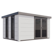 Telluria Luminato 3930 steel garden room in white with white corners and a flat insulated roof