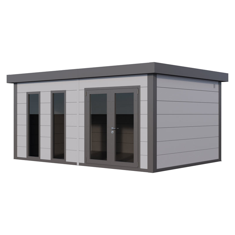 Telluria Luminato 5436 Plus large garden room in light grey with anthracite corners, double doors and tall windows