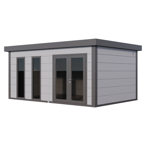Telluria Luminato 5436 Plus large garden room in light grey with anthracite corners, double doors and tall windows