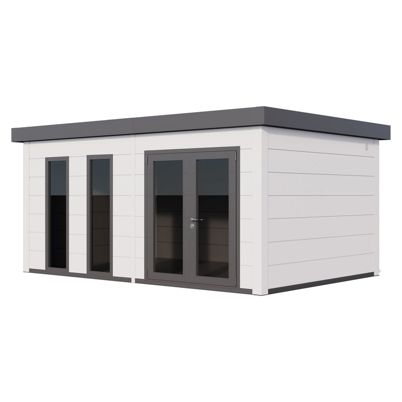 Telluria Luminato 5436 Plus steel garden room in white with white corners and a flat insulated roof