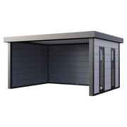 Telluria Singolo 4836 steel garden lounge in white with fixed side windows, open across the front, 17.1 square metres of covered space