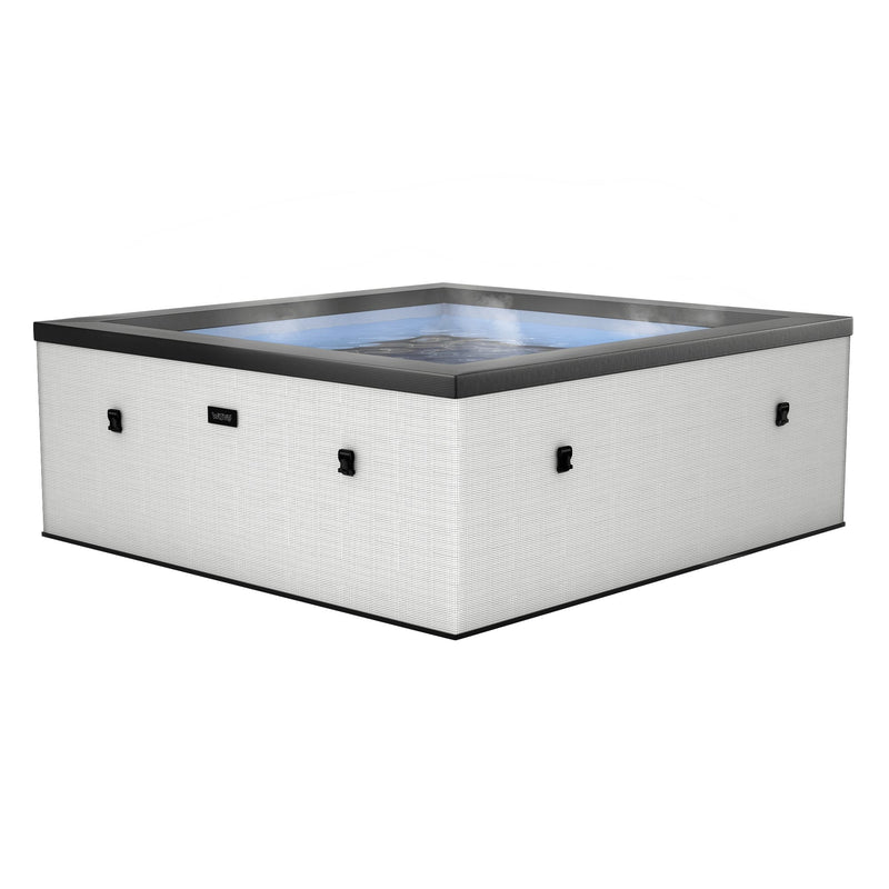 Wave Garda 4 Person hot tub in pebble white, full view