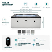 Wave Garda 4 Person hot tub product specification diagram