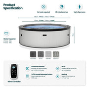 Wave Tahoe 4 Person hot tub product specification diagram
